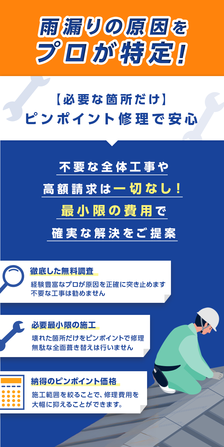 雨漏りの原因をプロが特定!